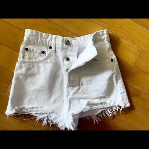 zara button up jeans ripped shorts